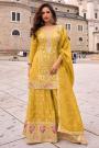Yellow Organza Silk Embroidered Sharara Kurta Set
