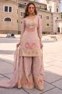 Soft Pink Silk Embroidered Sharara Kurta Set