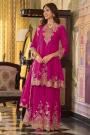 Magenta Pink Chinon Silk Embroidered Kurta Set