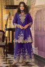 Purple Chinon Silk Embroidered Kurta Set