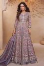 Lilac Silk Embroidered Anarkali With Skirt