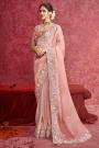 Blush Pink Silk & Tussar Silk Combination Embroidered Saree