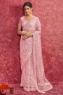 Soft Pink Silk & Tussar Silk Combination Embroidered Saree
