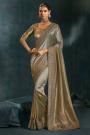 Olive Grey Silk Embroidered Saree
