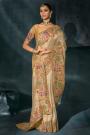 Ivory Gold Silk Embroidered Saree