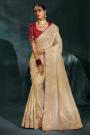 Ivory Silk Embroidered Saree