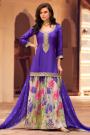 Purple Chinon Silk Embroidered & Printed Sharara Kurta Set