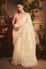 Vanilla Embroidered Tissue Organza Silk Saree