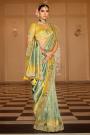 Mint Green & Yellow Silk Zari Woven & Embroidered Saree