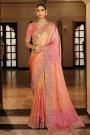 Pink & Peach Silk Zari Woven & Embroidered Saree