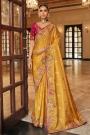 Mustard Silk Zari Woven & Embroidered Saree
