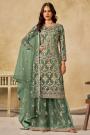 Fern Green Net Embroidered Sharara Kurta Set