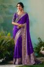 Purple Zari Woven Silk Saree With Embroidered Blouse