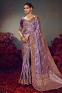 Purple Satin Silk Zari Woven Saree