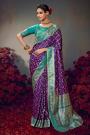 Violet Satin Silk Zari Woven Saree