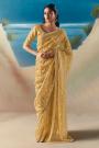 Light Mustard Hand Embroidered Luxurious Tissue Silk Fabric Saree