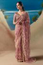 Blush Hot Pink Hand Embroidered Luxurious Tissue Silk Fabric Saree