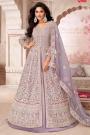 Lavender Net Embroidered Anarkali With Dupatta