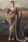 Plum Tissue Silk Hand Embroidered Saree