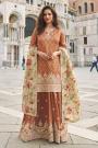 Chocolate Brown Silk Embroidered Sharara Kurta Set With Printed & Embroidered Dupatta