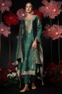 Bottle Green Zari Woven Hand Worked Silk Kurta Set