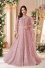 Blush Baby Pink Net Sparkling Embroidered Anarkali Dress With Dupatta