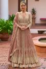 Blush Pink Front Slit Embroidered Anarkali Dress with Skirt & Dupatta