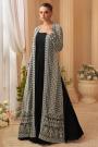 Black Chinon Silk Anarkali Dress with Fully Embroidered Jacket & Belt