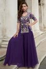 Purple Organza Silk Embroidered Top & Palazzo Set with Choker Style Dupatta