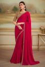 Cherry Red Shining Georgette Saree