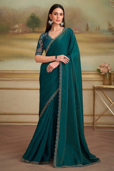Bottle Green Twilight Georgette Saree Bottle Green Twilight Georgette Saree