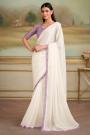 Shining White Sparkle Georgette Saree