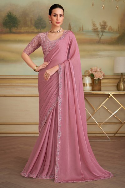Onion Pink Sparkle Georgette Saree Onion Pink Sparkle Georgette Saree