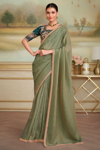 Pistachio Green & Gold Georgette Saree Pistachio Green & Gold Georgette Saree