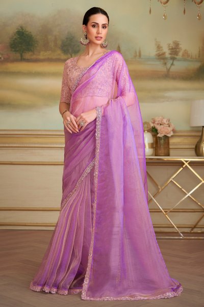 Lilac Tissue Georgette Silk Saree Lilac Tissue Georgette Silk Saree