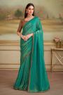 Turquoise Blue & Gold Georgette Saree