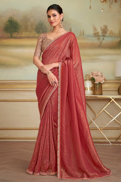 Rust Gold Georgette Saree Rust Gold Georgette Saree