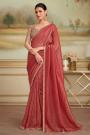 Rust Gold Georgette Saree