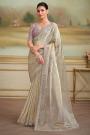 Champagne Tissue Georgette Silk Saree