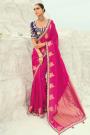 Magenta Pure Organza Viscose Satin Saree