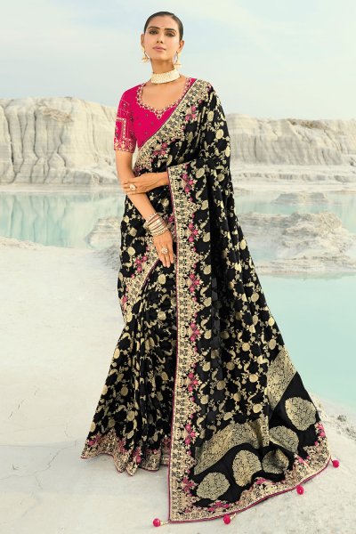 Black Pure Dola Viscose Saree Black Pure Dola Viscose Saree