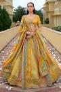 Mustard & Multicolor Silk Embroidered Lehenga Set