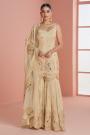 Ivory Chinon Silk Gharara Set with Embroidered Kurta & Dupatta