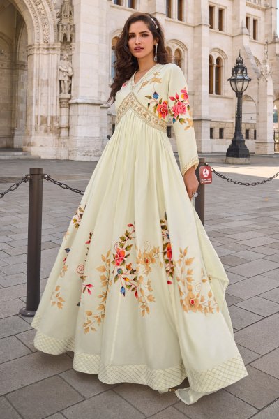 Vanilla Premium Chinon Silk Anarkali Dress with Dupatta Vanilla Premium Chinon Silk Anarkali Dress with Dupatta