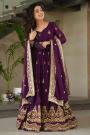 Purple Embroidered Georgette Anarkali Dress with Dupatta