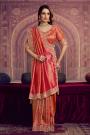 Orange & Coral Red Kanjivaram Pure Zari Silk Embroidered Saree