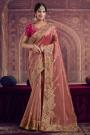 Light Pink Zari Organza Silk Embroidered Saree