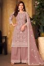 Dusty Pink Floral Embroidered Net Kurta Set