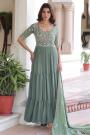 Mint Green Georgette Embroidered Anarkali with Dupatta
