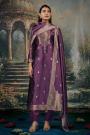 Plum Zari Woven Hand Worked Silk Kurta Set